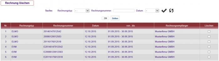 Rechnung löschen